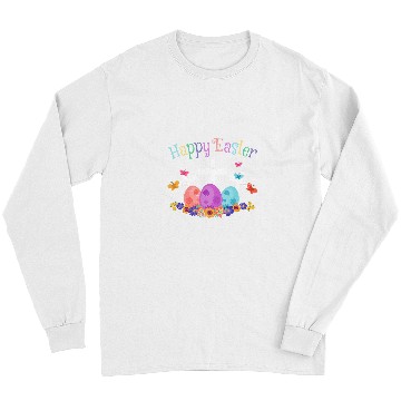 Discover Christian Happy Easter Jesus Resurrection Sunday Egg Rabbit Holiday Christ Long Sleeves