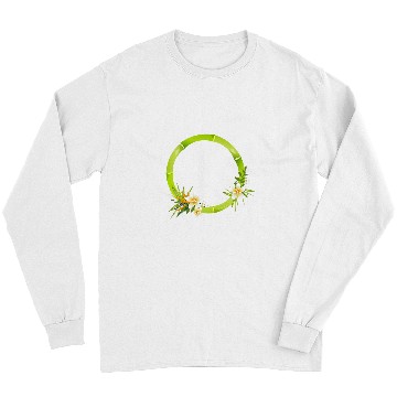 Discover Bamboo frame with leaves and exotic flowers Long Sleeves