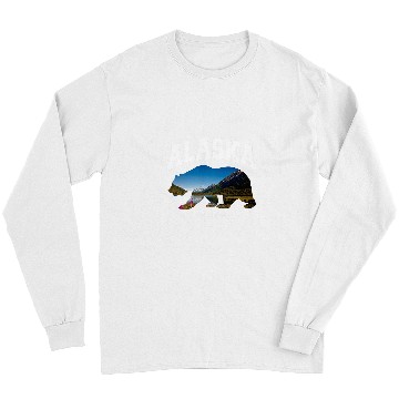 Discover Alaska Wilderness Bear Silhouette Graphic Design Long Sleeves