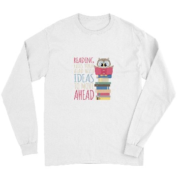 Discover Reading Book Library Librarian Bookworm Owl Reader Long Sleeves