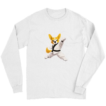 Discover Corgi Doing Karate Kick Black Belt Martial Arts Dog Long Sleeves
