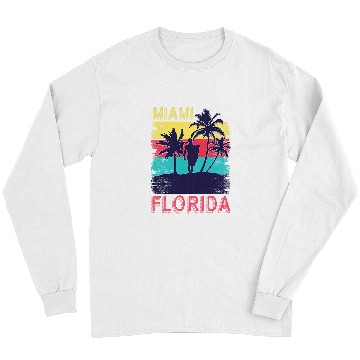 Discover Surf Life Retro Summer Surfing South Beach Tropical Miami Florida Long Sleeves