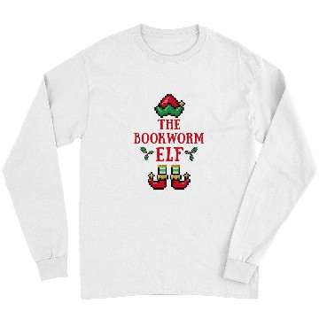 Discover Bookworm Elf Matching Family Group Christmas Pixel Art Long Sleeves
