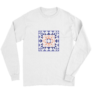 Discover Sewing Machine Barn Quilt Geometric Shapes Design in Peach and Lavender Long Sleeves