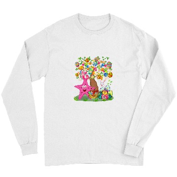 Discover Bunny Starfish Hunting Easter Eggs With Chick Cute Tree Long Sleeves