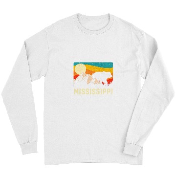 Discover Funny Bear Mississippi Nature Wild Bear Retro Sunset Hiking Cute Bears Long Sleeves