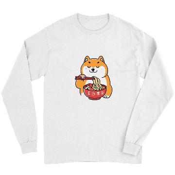 Discover Dog Shiba Inu Eating Ramen Noodles Anime Cartoon Kawaii Long Sleeves
