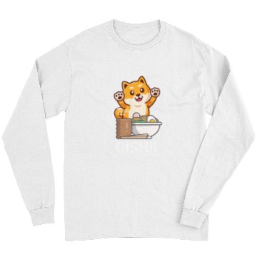Discover Dog Shiba Inu Cute Kawaii Shiba Inu Eats Ramen Noodle Kawaii Aesthetic Long Sleeves