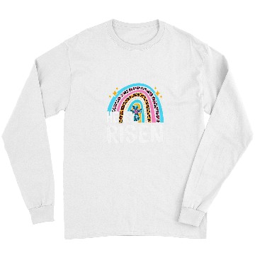 Discover Christian He Is Risen Jesus Happy Easter Rainbow Women Christ Long Sleeves