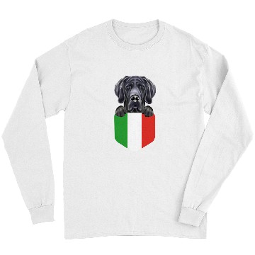 Discover Dog Great Dane Italy Flag Black Great Dane Dog In Pocket Long Sleeves