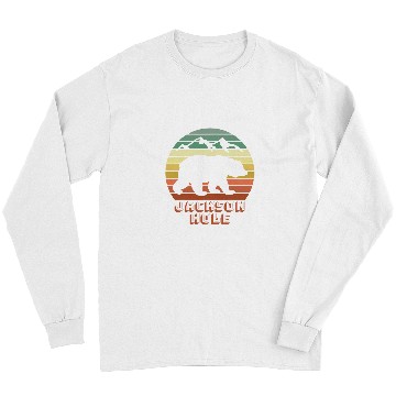 Discover Funny Bear Jackson Hole Wyoming Bear Mountains Retro Sunset Cute Bears Long Sleeves
