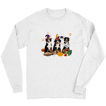 Discover Three Bernese Mountain Dogs Mummy Witch Scary Pumpkins Kids Long Sleeves