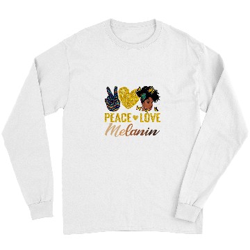 Discover Peace Love Melanin BHM BLM Black History Pride Afro Women Long Sleeves