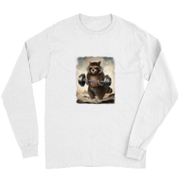 Discover Raccoons Muscle Training Weightlifting Long Sleeves