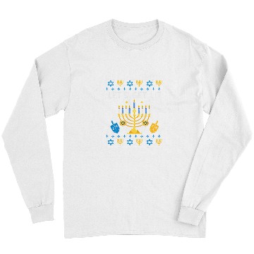 Discover Lets Get Lit Hanukkah Jew Menorah Jewish Chanukkah Xmas3 Long Sleeves