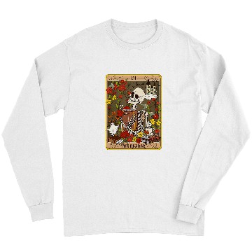 Discover Reading Book The Reader Tarot Card Skeletons Bookish Mystical Librarian Reader Long Sleeves