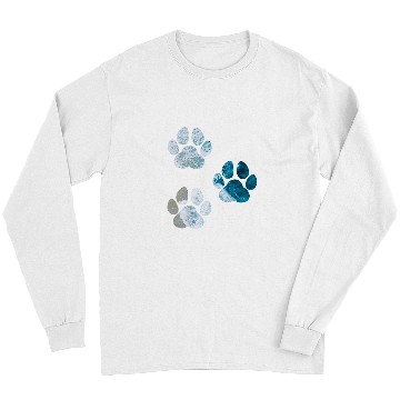 Discover Dog Paw Prints Ocean Beach Waves Long Sleeves