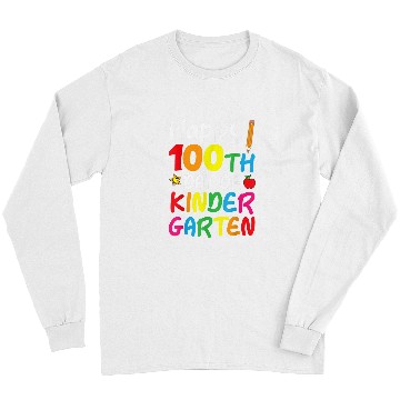 Discover Happy 100th Day of Kindergarten Teacher or Student 3 Long Sleeves