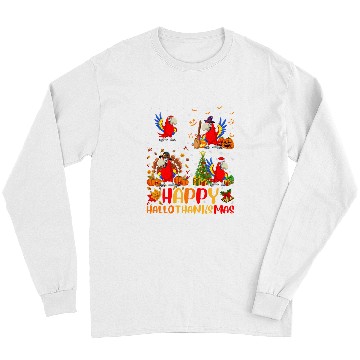 Discover Halloween Thanksgiving Christmas Parrot Bird Hallothanksmas Long Sleeves