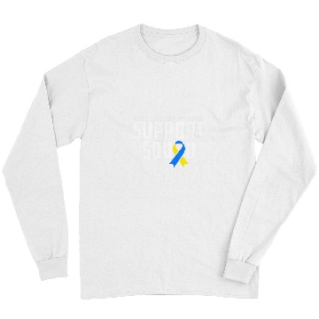 Discover Down Syndromes Awareness Blue Yellow Ribbon Support Squad Long Sleeves