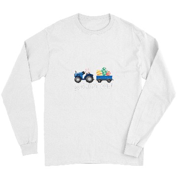 Discover Tractor driving Egg Hunt Is On Bunny riding Tractor with Easter for kids Long Sleeves
