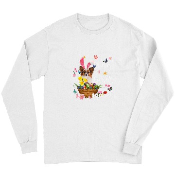 Discover Dog Papillon Happy Easter Day Easter Colorful Egg Hunt Long Sleeves