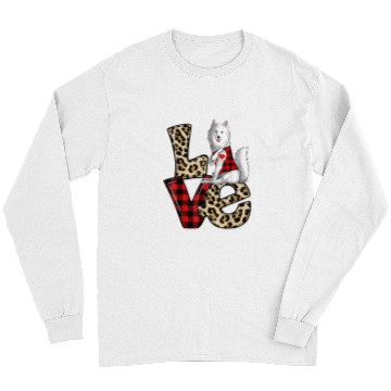 Discover Dog Samoyed Love Leopard Plaid Happy Valentines Day Dog Lover Long Sleeves