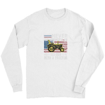 Discover Never Underestimate an Old man with a Tractor funny farming Long Sleeves