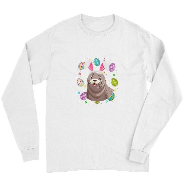 Discover Seals Gift Funny Easter Egg Lover Bunny Ear Seals Face Easter Sunday Long Sleeves