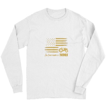 Discover Tractor driving American Flag Tractor So God Made A Farmer Funny Lovers Long Sleeves