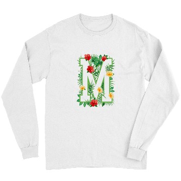Discover Capital Letter M Alphabet Monogram Initial Flower Gardener Long Sleeves
