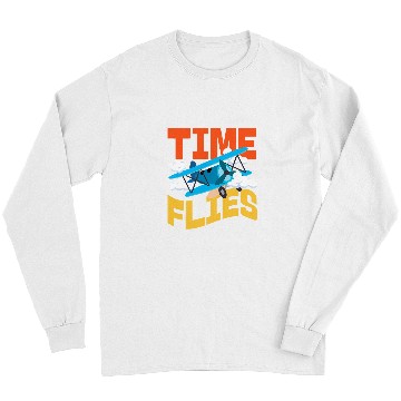 Discover Time Flies Airplane For Kids Long Sleeves