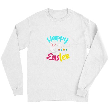 Discover Rabbits Happy Easter Cute Rabbit Eating Easter Eggs Easter Sunday Long Sleeves