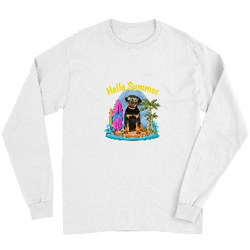 Discover Dog Rottweiler Hello Summer Dog Lover Vacation Long Sleeves