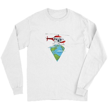 Discover Helicopter Earth Helicopter Pilot Aviation Flying Long Sleeves