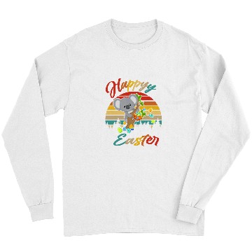 Discover Funny Bear vintages Retro Happy Easter Bunny Koala Bear Easter Eggs Cute Bears Long Sleeves
