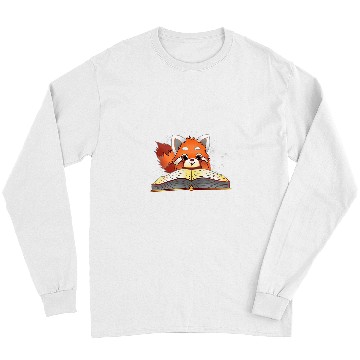 Discover Reading Book Cute Red Panda Reading a Book Lover Bookworm Love Reader Long Sleeves