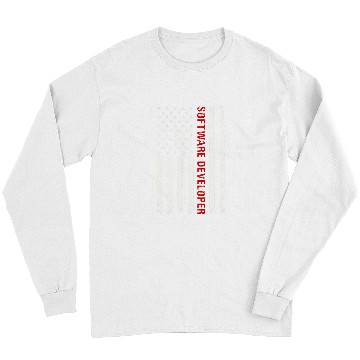 Discover Software Developer USA Flag Programming Programmer Coding Long Sleeves