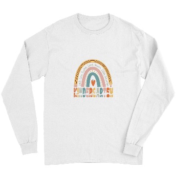 Discover Kindergarten Teacher Groovy Retro Teacher Rainbow Long Sleeves