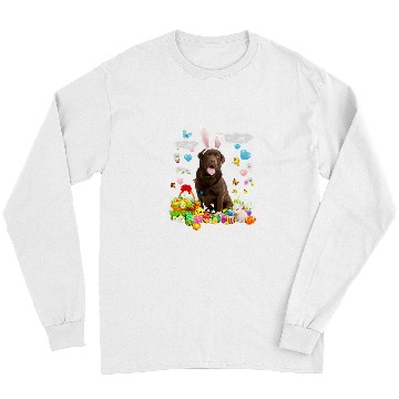 Discover Happy Easter Cute Bunny Dog Chocolate Lab Eggs Basket Funny Long Sleeves