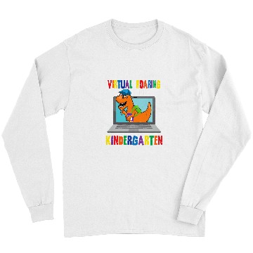 Discover Virtual roaring into kindergarten funny dinosaur student kid Long Sleeves