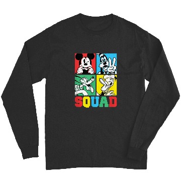 Discover Disney - Mickey, Goofy, Donald, Pluto Squad Grid T-Shirt Long Sleeves