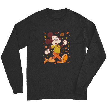 Discover Disney Mickey Mouse Strolling Through Autumn Leaves Fall Long Sleeves