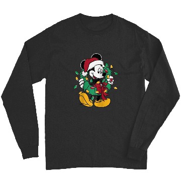 Discover Disney Mickey Mouse Christmas Lights Raglan Baseball Tee Long Sleeves
