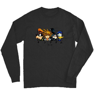 Discover Disneyss Kingdom Hearts Main Characters Panel Chest Kanji Logo Long Sleeves