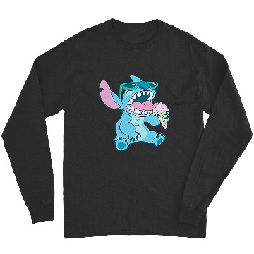 Discover Disney Lilo & Stitch Eating Ice Cream Retro Pocket Logo Long Sleeves
