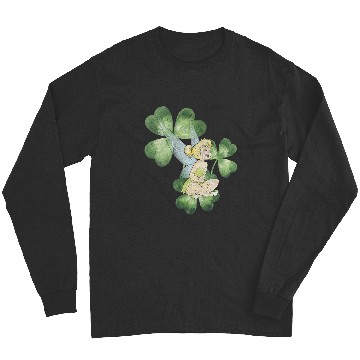 Discover Womens Disney Peter Pan St. Patrick's Day Tinker Bell Clover Retro V-Neck Long Sleeves