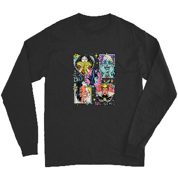 Discover Disney Villains Wonderfully Wicked Colorful Retro Poster Raglan Baseball Tee Long Sleeves
