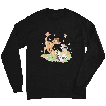 Discover Disney Bambi Thumper & Flower Pastel Spring Easter Butterfly V-Neck Long Sleeves