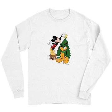 Discover Mickey Mouse And Pluto Christmas Tree Long Sleeves,Christmas Disney Long Sleeves,Pluto Long Sleeves,Mickey Mouse Long Sleeves